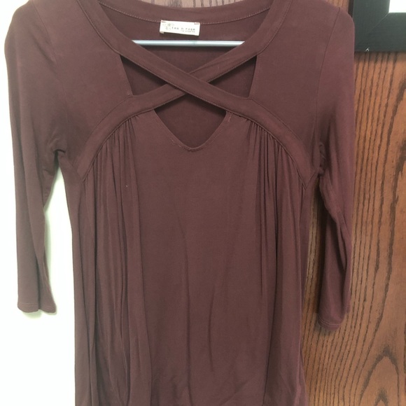 Maroon rustic red strapped front blouse - Picture 1 of 2